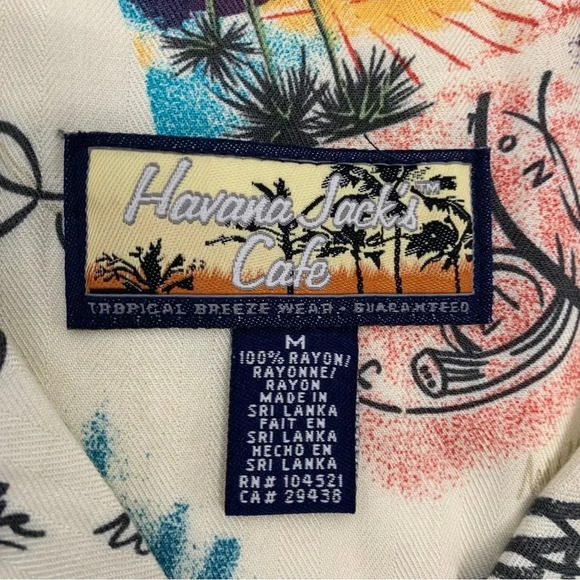 Havana Jacks Cafe Shirt Blouse Woman Medium Novelty Print Short Sleeve Tropical - Picture 9 of 12